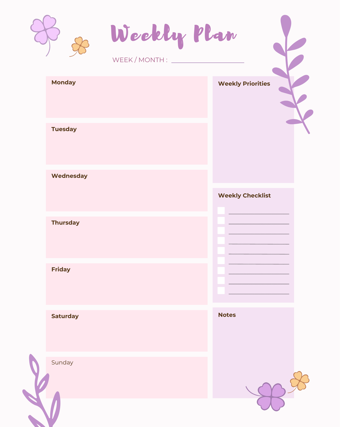 Magnetic Weekly Planner