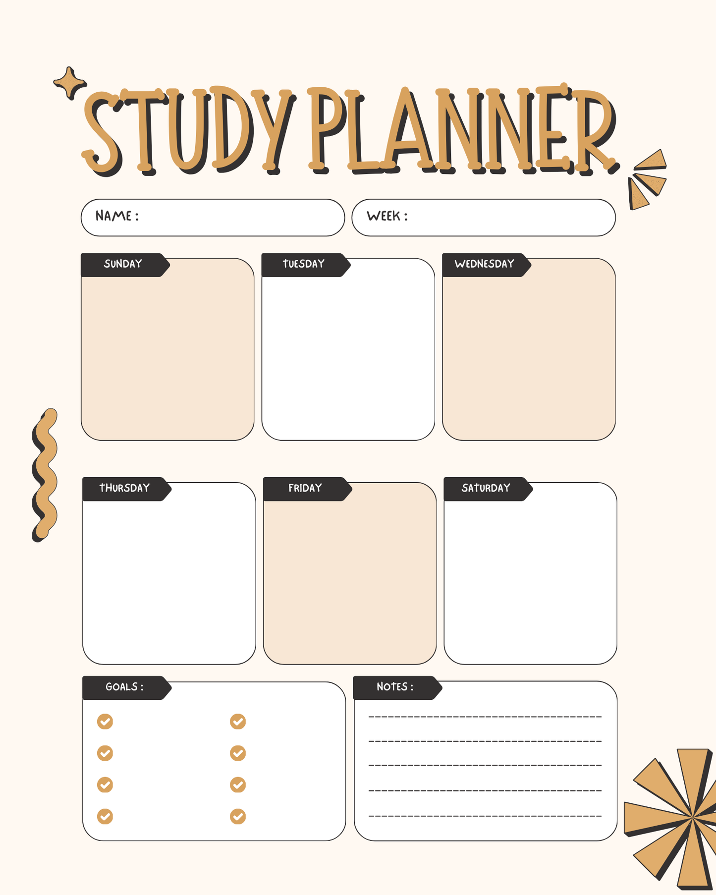 Magnetic Study Planner