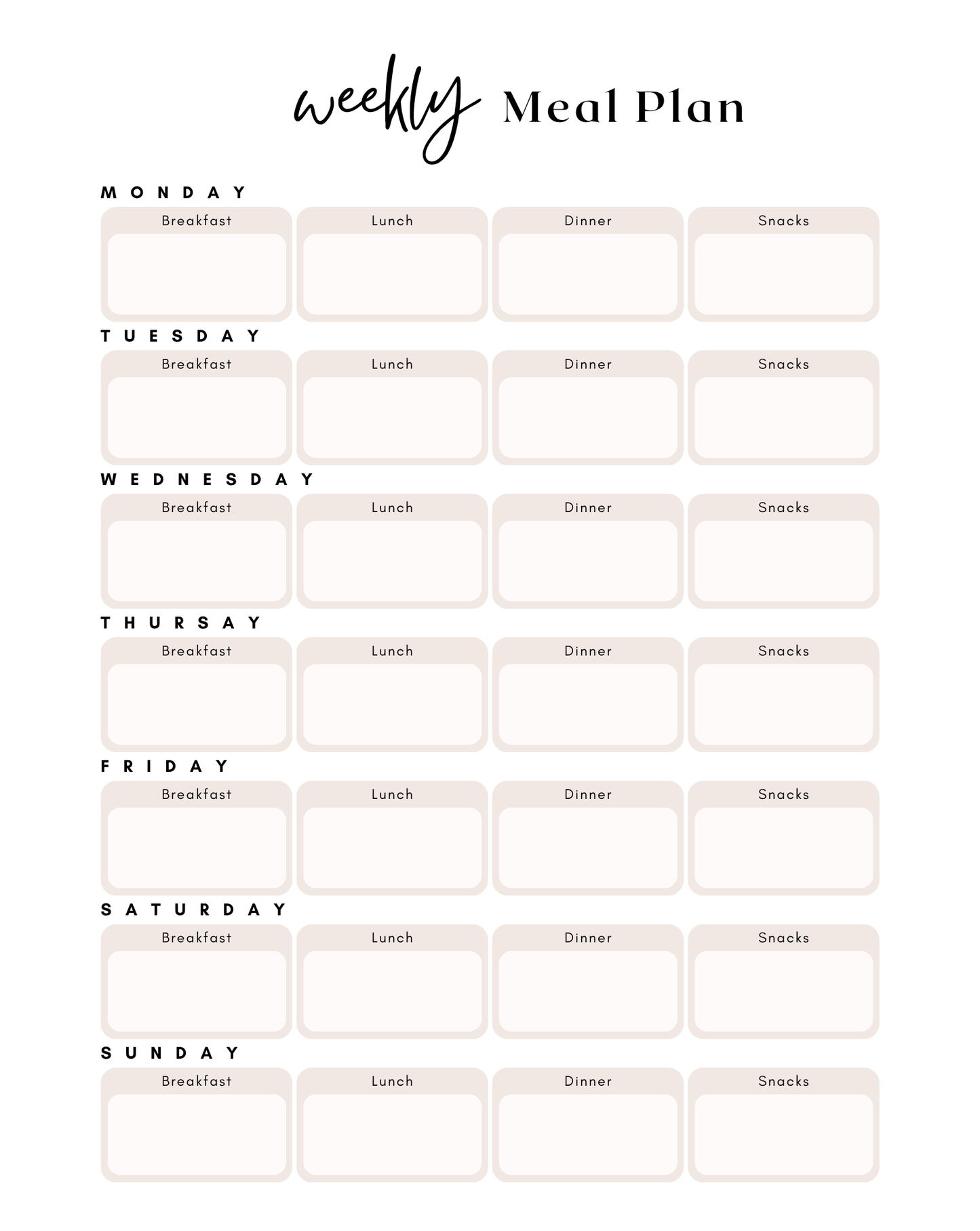 Magnetic Meal Planner