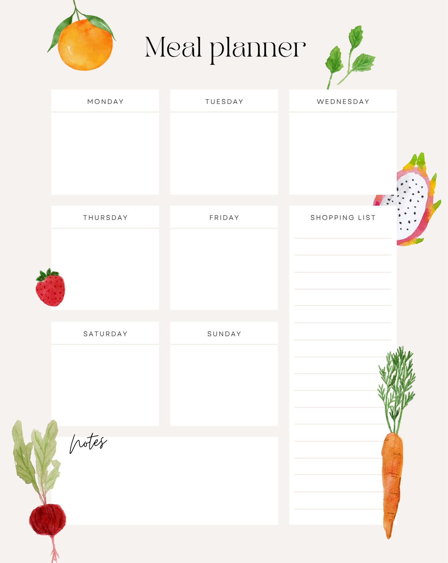 Magnetic Meal Planner