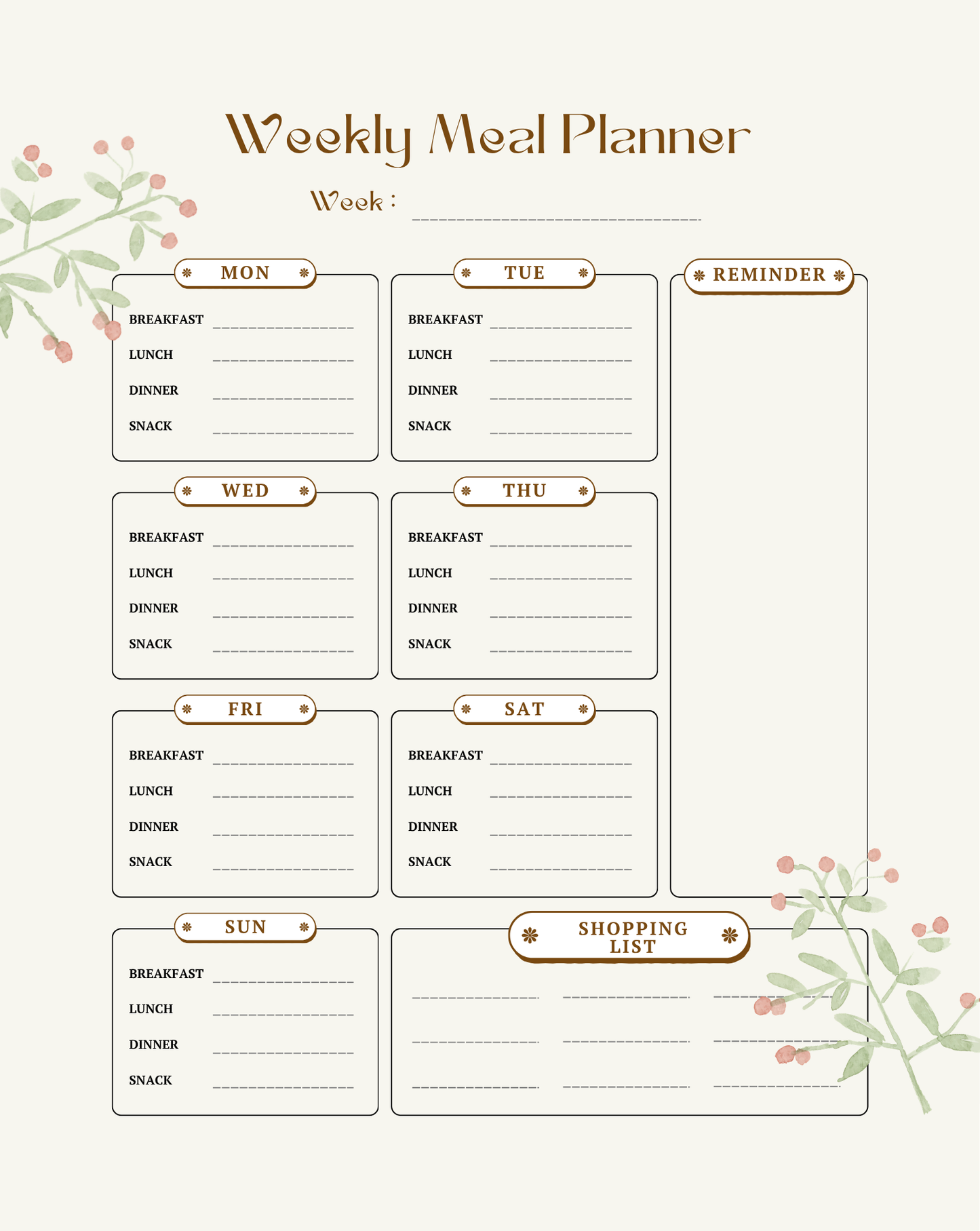 Magnetic Meal Planner