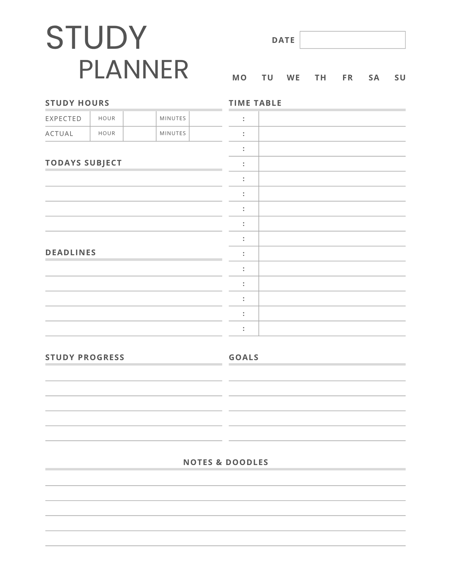 Magnetic Study Planner