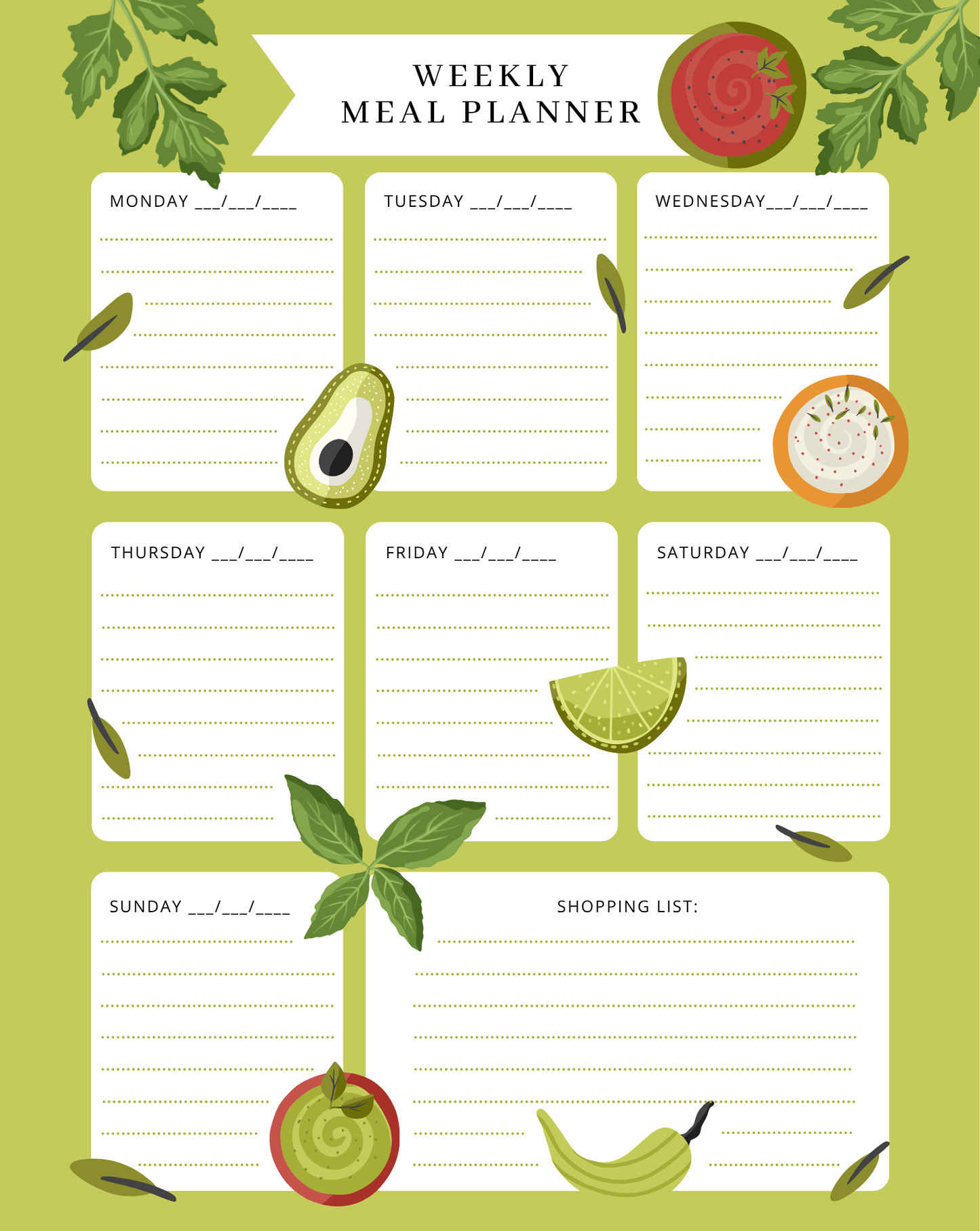 Magnetic Meal Planner