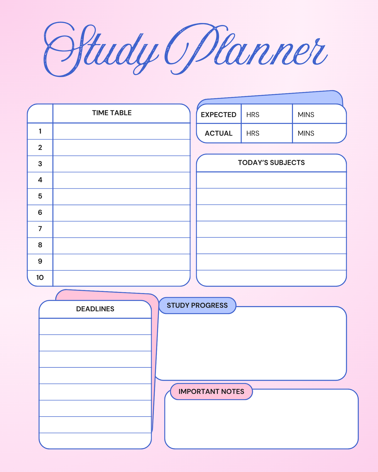 Magnetic Study Planner